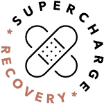 Graphic with text reading 'Supercharge Recovery' around a bandaid icon, symbolising how IMUMI Bovine Colostrum Powder accelerates recovery and healing for athletes, helping them bounce back faster from intense physical exertion.